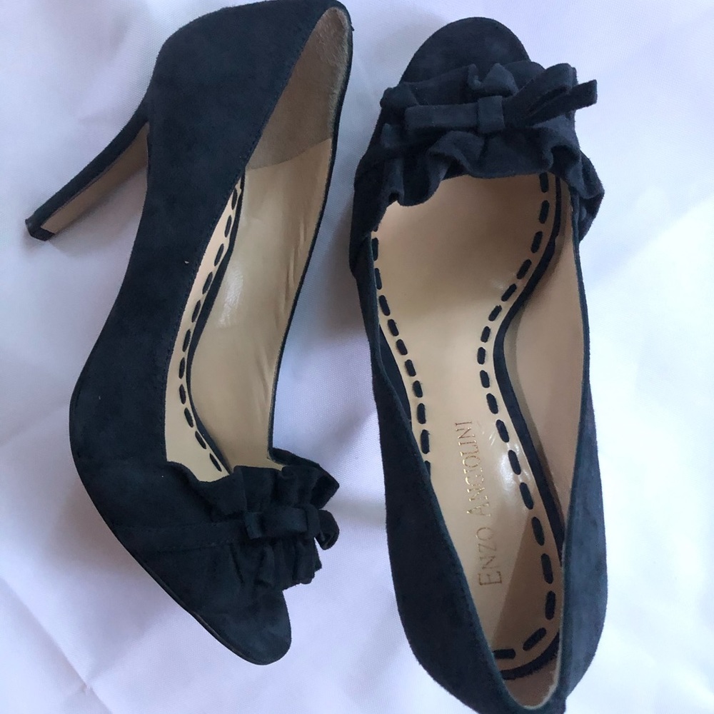 Enzo Angiolini Navy Blue Suede Heels